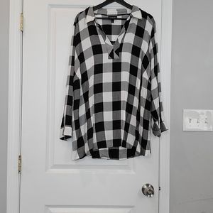 Lane Bryant B/W Checkered Blouse